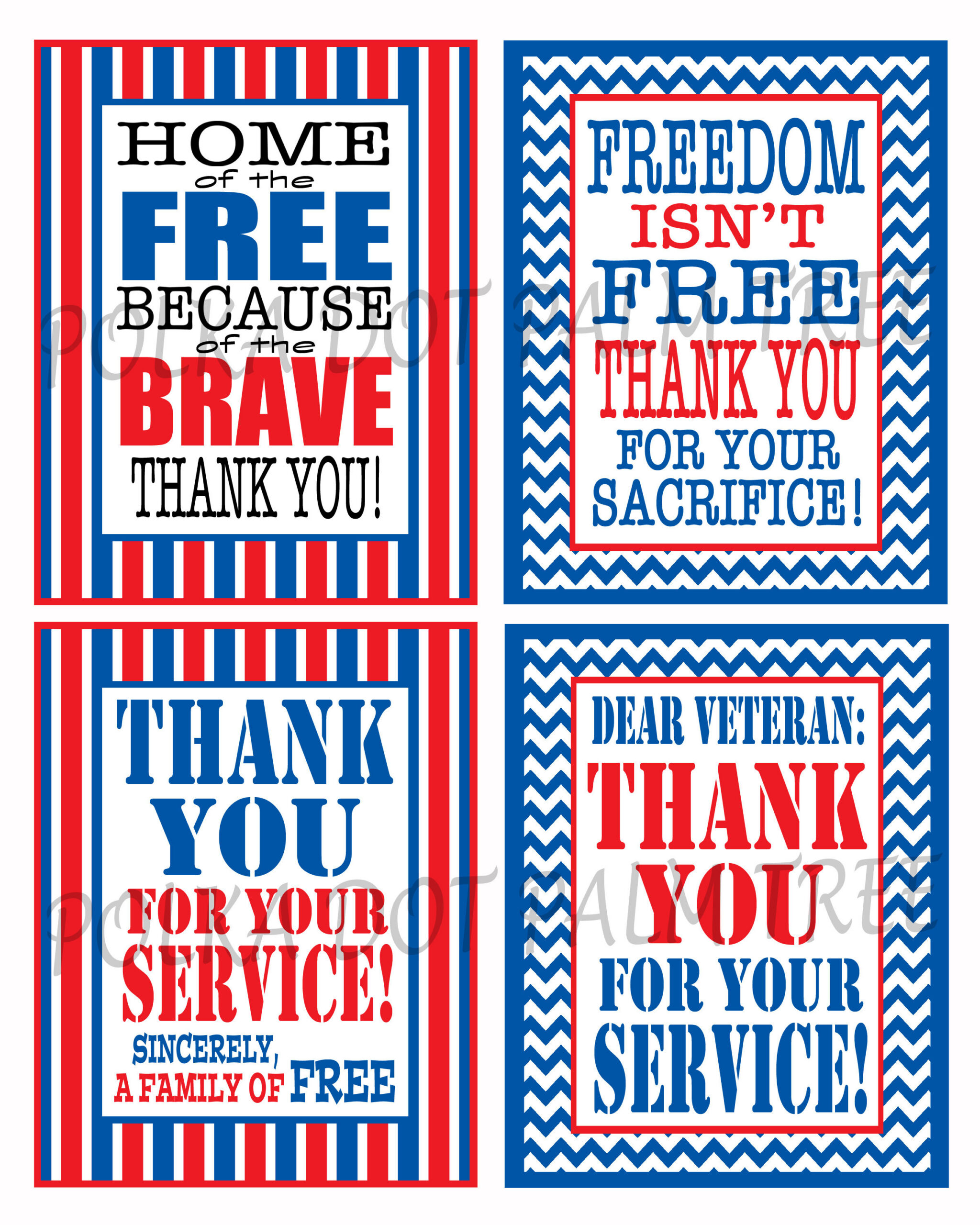 Instant Download Printable Veteran Military Patriotic Thank You intended for Thank You For Your Service Cards Printable