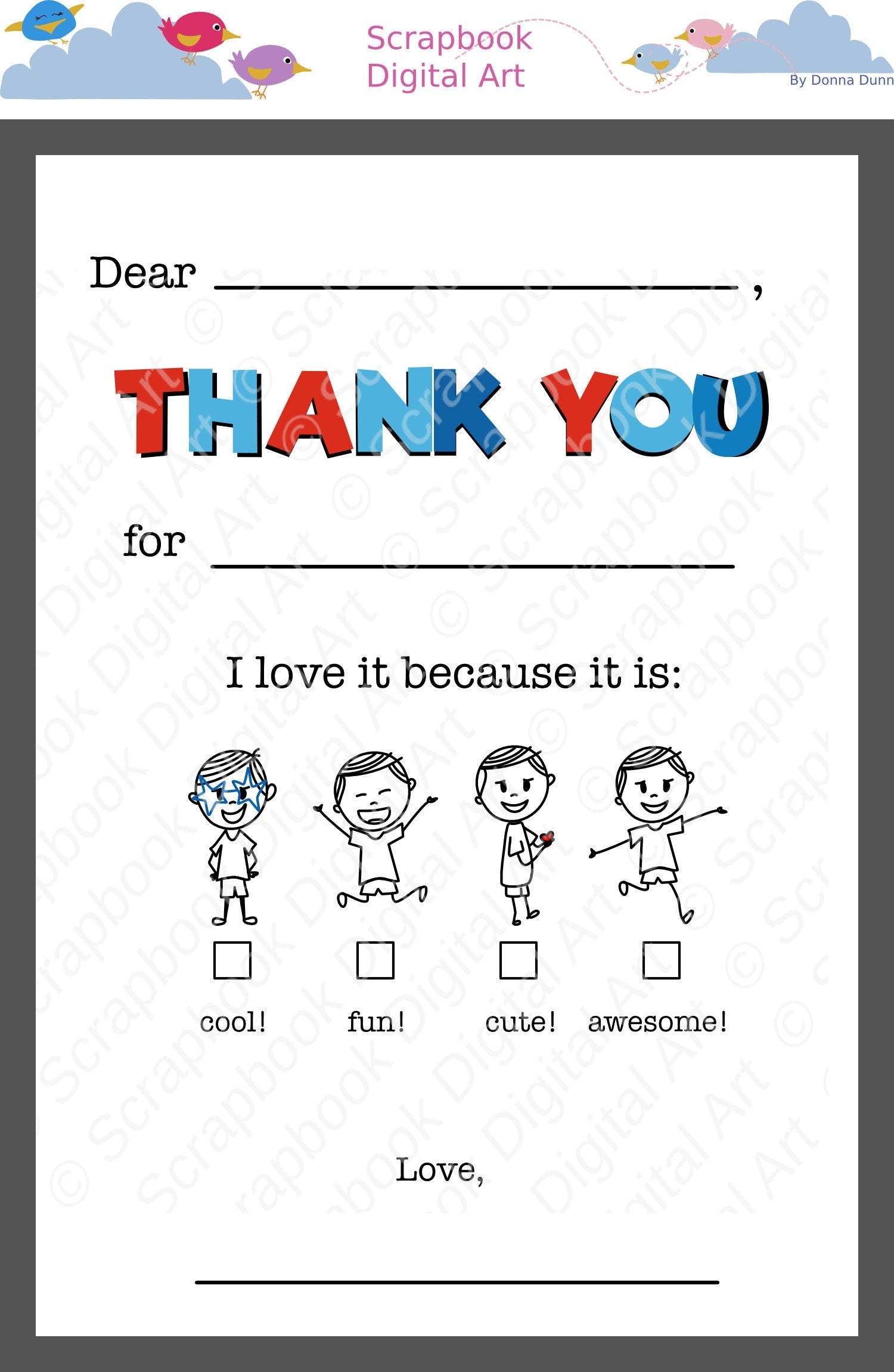 Kids Fill In The Blank, Thank You Cards. Printable Thank You Flat pertaining to Blank Thank You Cards Printable For Kids
