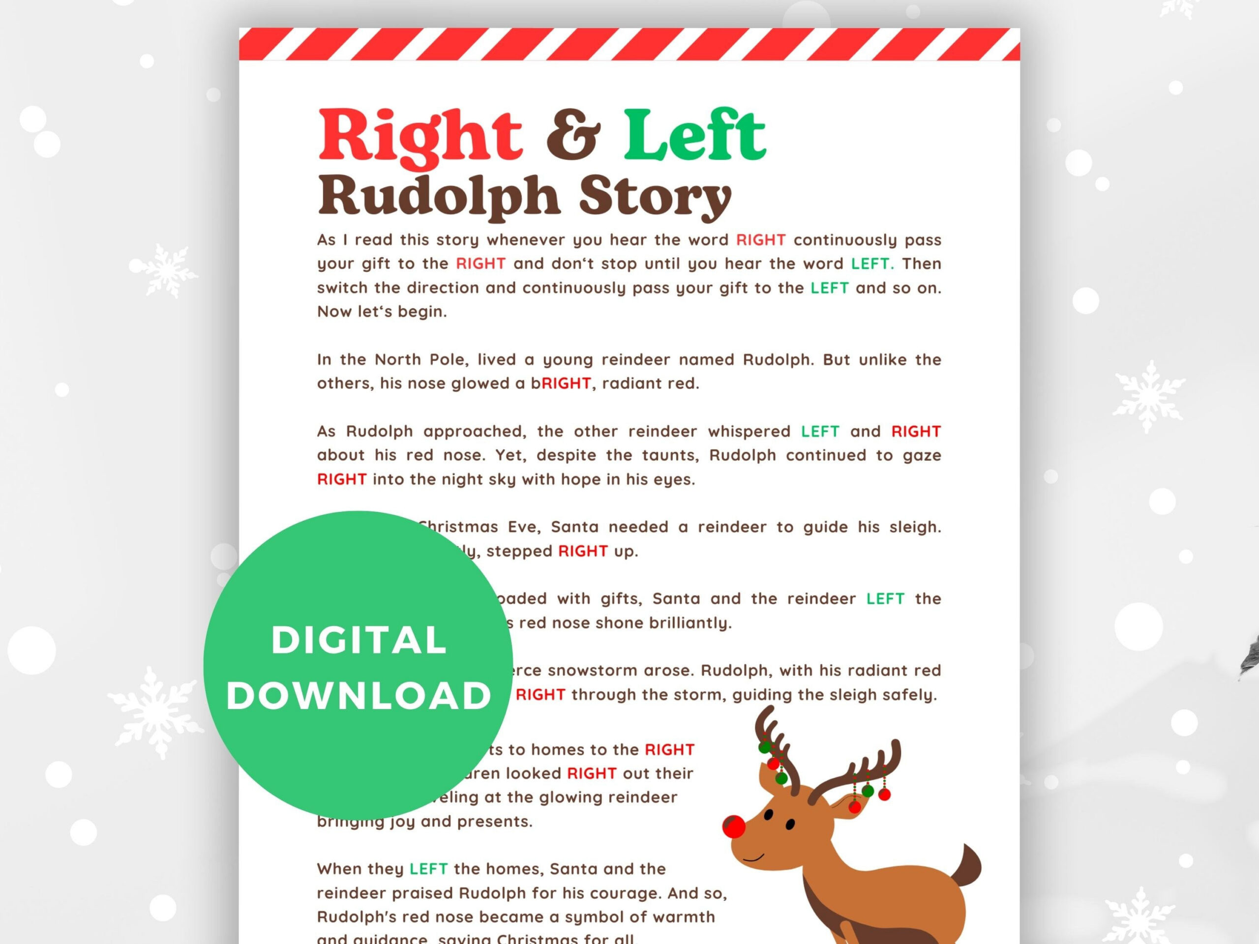 Left Right Christmas Game | Right Left Christmas Game | Rudolph throughout Rudolph Left Right Christmas Game Printable