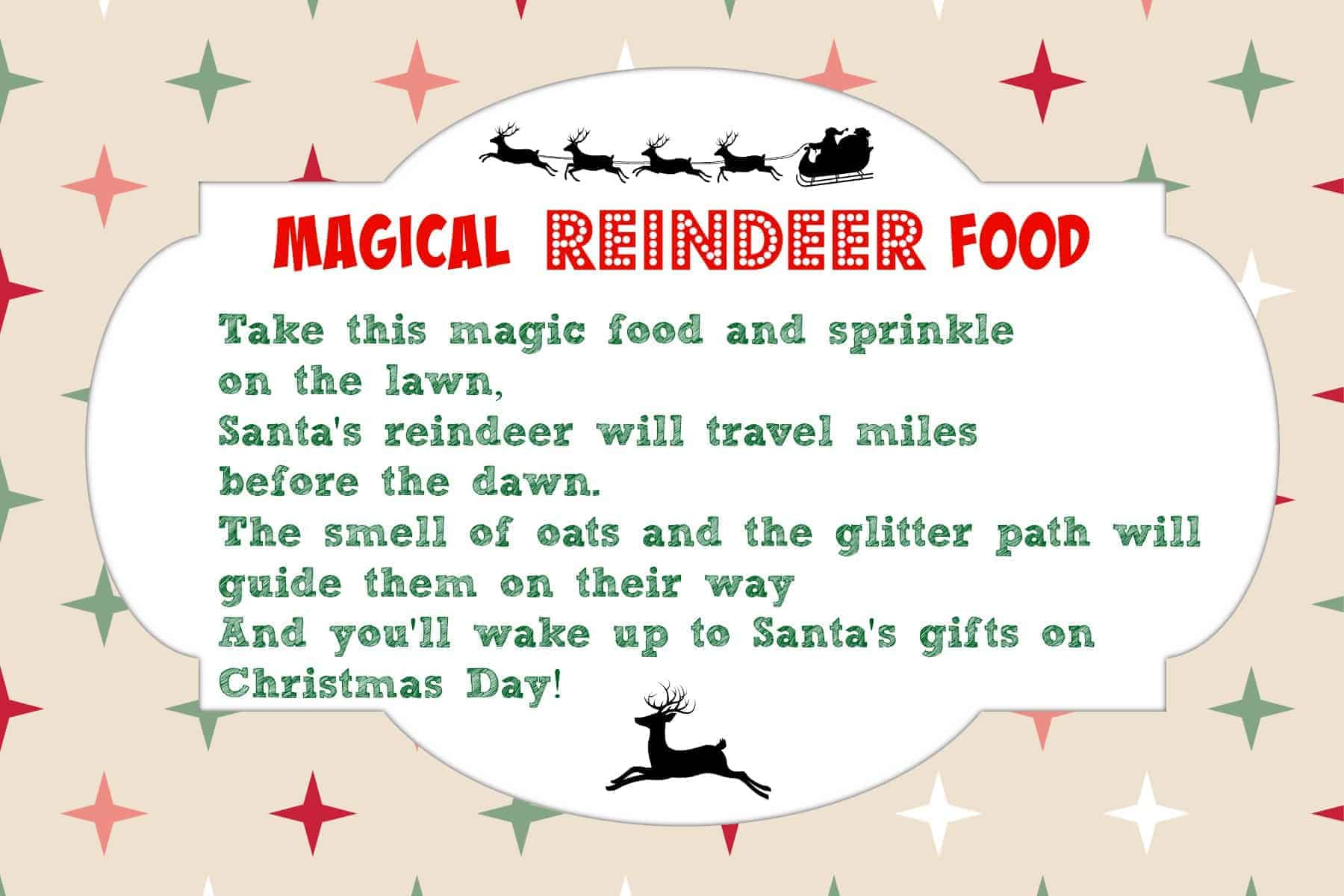 Magical Reindeer Food Recipe + Free Printable Poem Tag - Mama CheapsĀ® throughout Reindeer Food Poem Free Printable