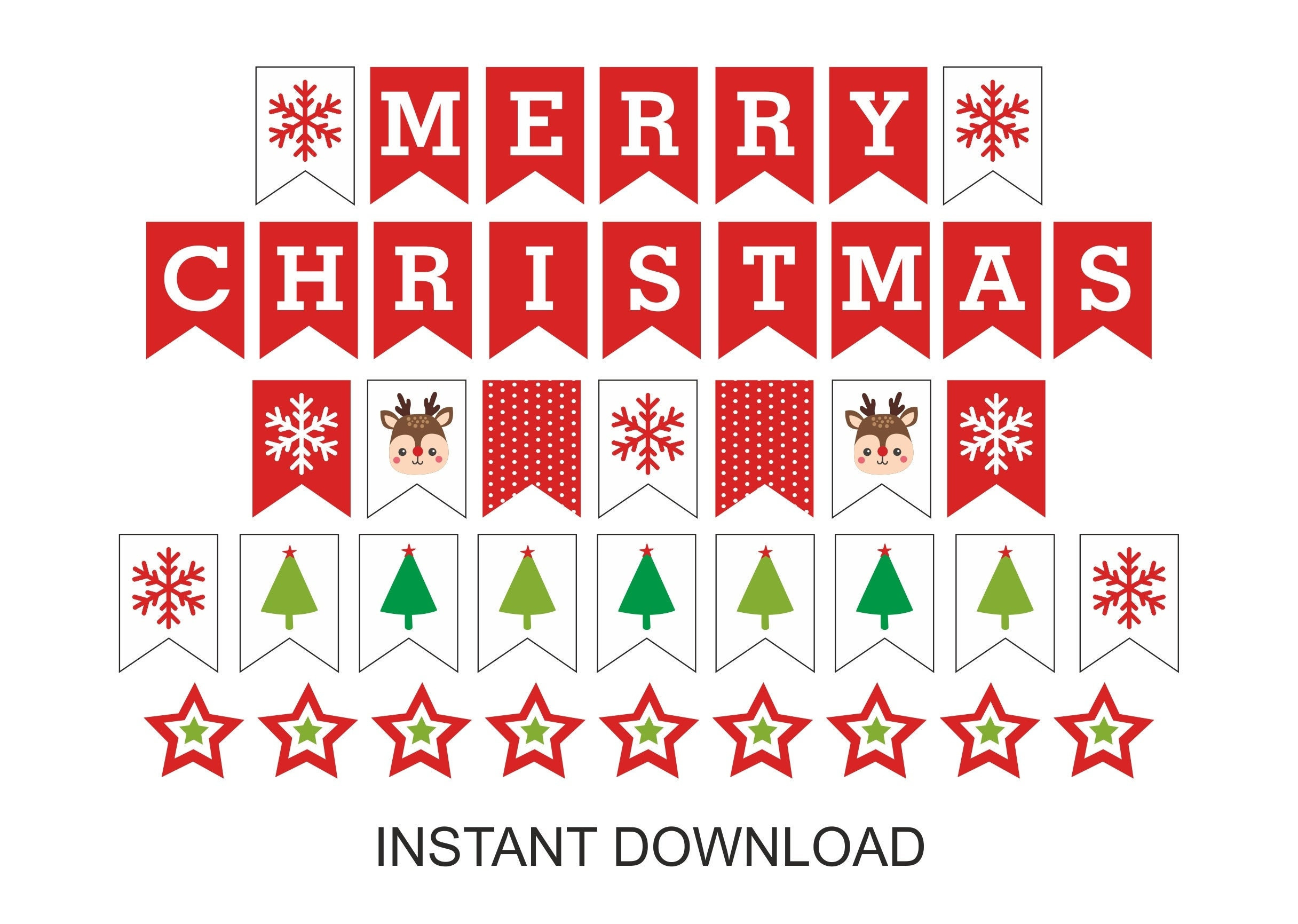Merry Christmas Banner Printable / Christmas Banner Printable in Merry Christmas Printable Banner