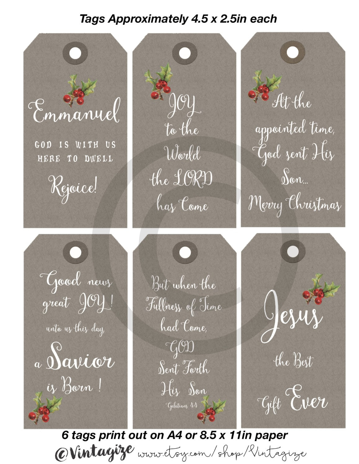 Printable Christmas Christian Religious Gift Tags. Neutral Kraft intended for Christian Christmas Tags Printable
