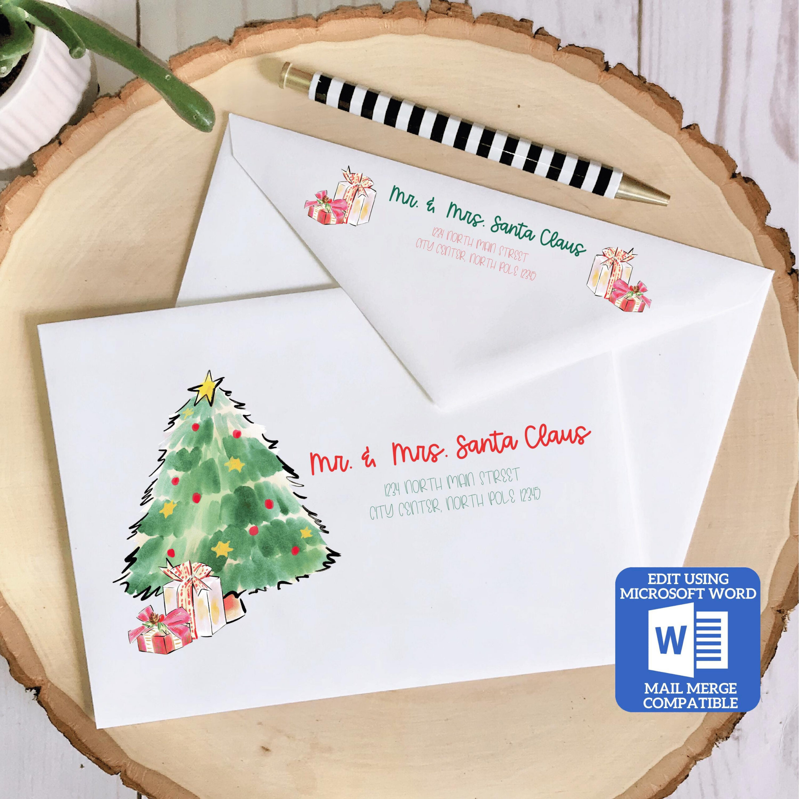 Printable Christmas Envelope Template | Christmas Tree Design inside Printable Christmas Card Envelopes