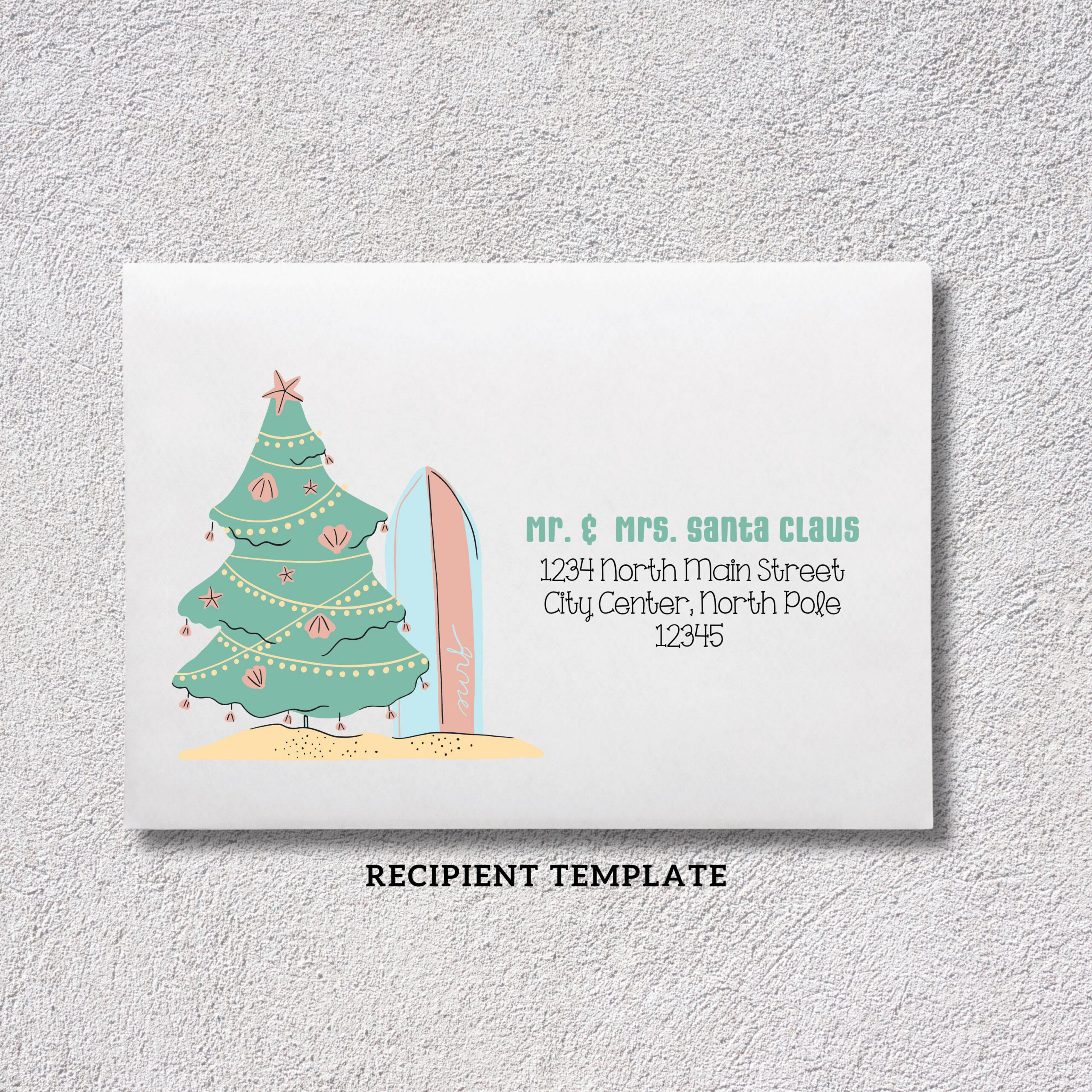 Printable Christmas Envelope Template | Hawaiian Holiday Design in Printable Christmas Card Envelopes 5X7