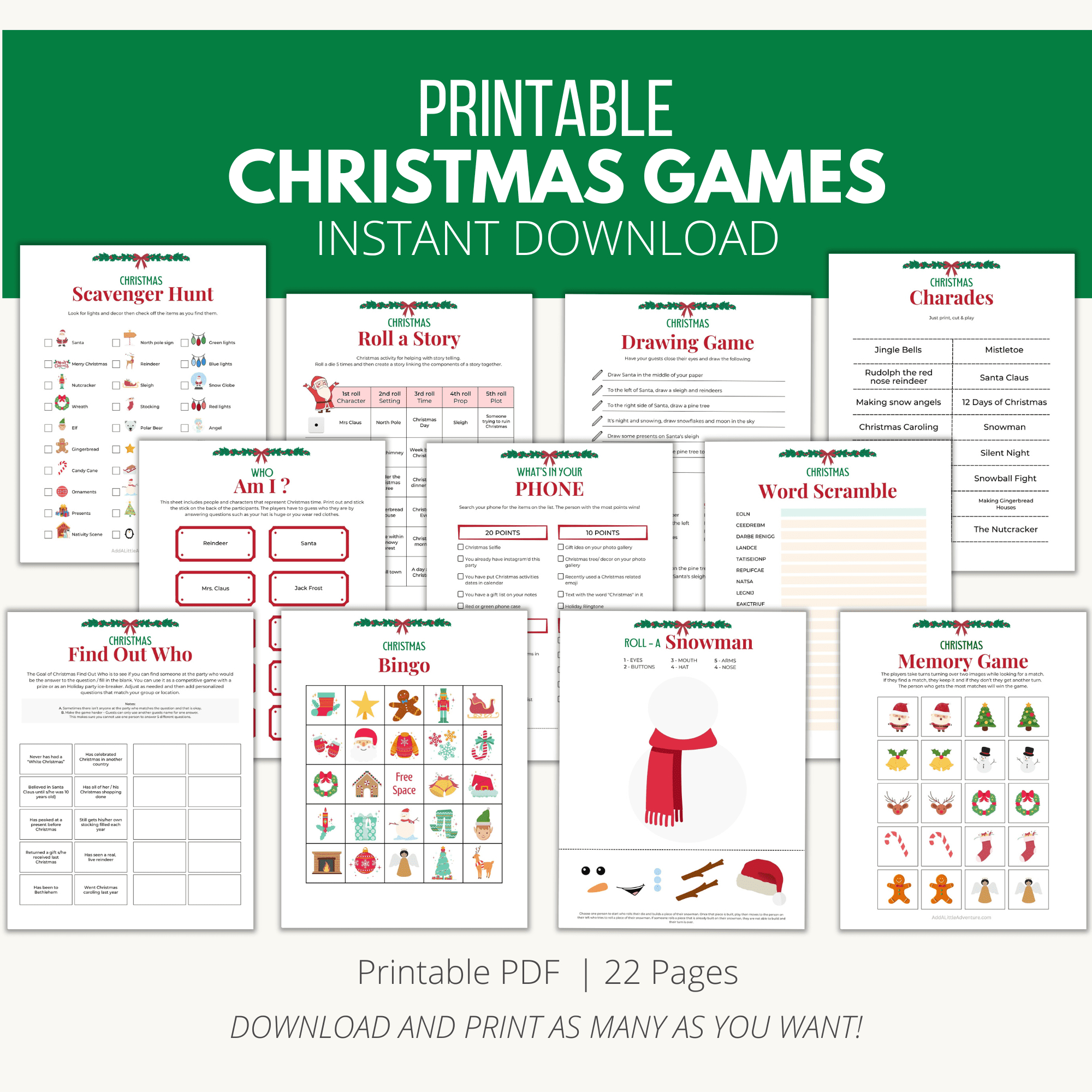 Printable Christmas Party Games {Downloadable Pdf} - Add A Little throughout Christmas Printable Games