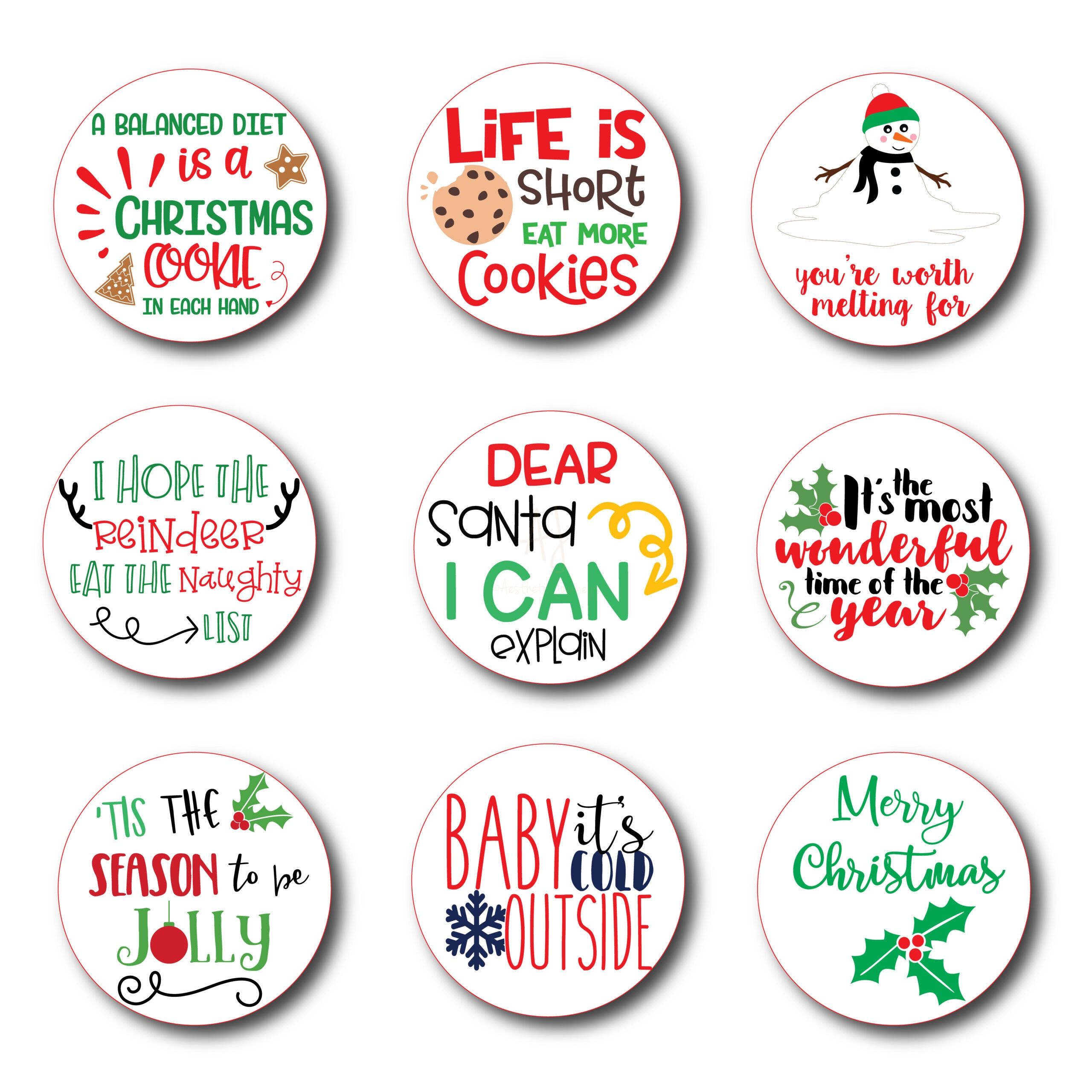 Printable Christmas Sticker With Cute Sayings inside Christmas Printable Stickers
