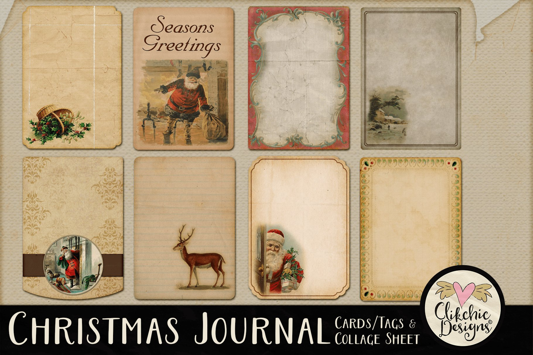 Printable Christmas Tags - Vintage Christmas Journal Cards pertaining to Vintage Printable Christmas Tags