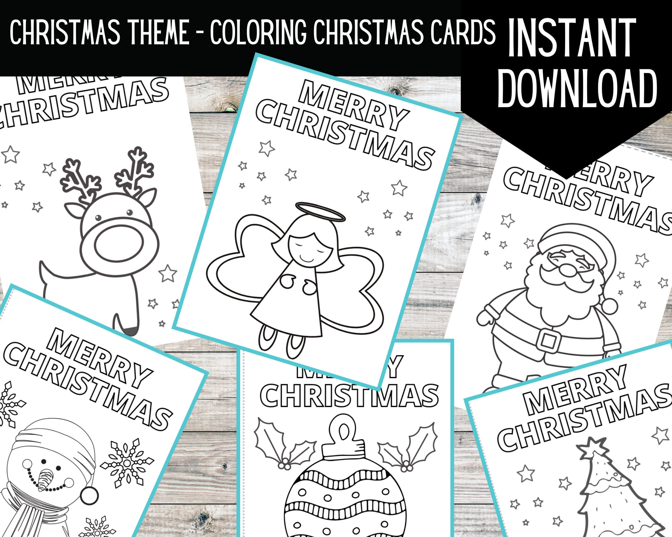 Printable Colouring Christmas Cards | Digital Download | Christmas throughout Printable Christmas Cards For Kids to Color