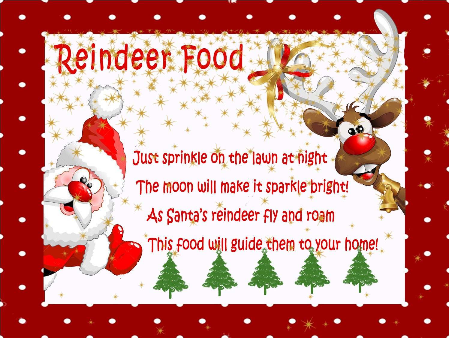 Printable Reindeer Food Label: Christmas Snack Bag Toppers for Template Reindeer Food Printable