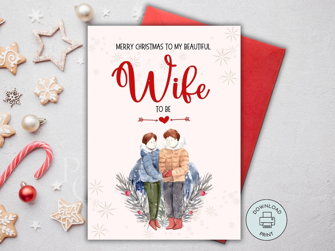 Printable Romantic Christmas Card For Wife To Be, Fiancée within Printable Christmas Card For Wife with Love