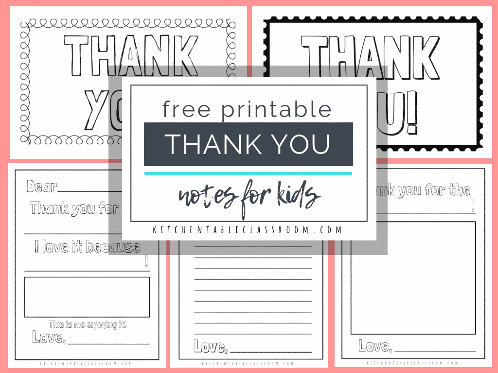 Printable Thank You Cards For Kids - The Kitchen Table Classroom for Thank You Cards Printable Kids