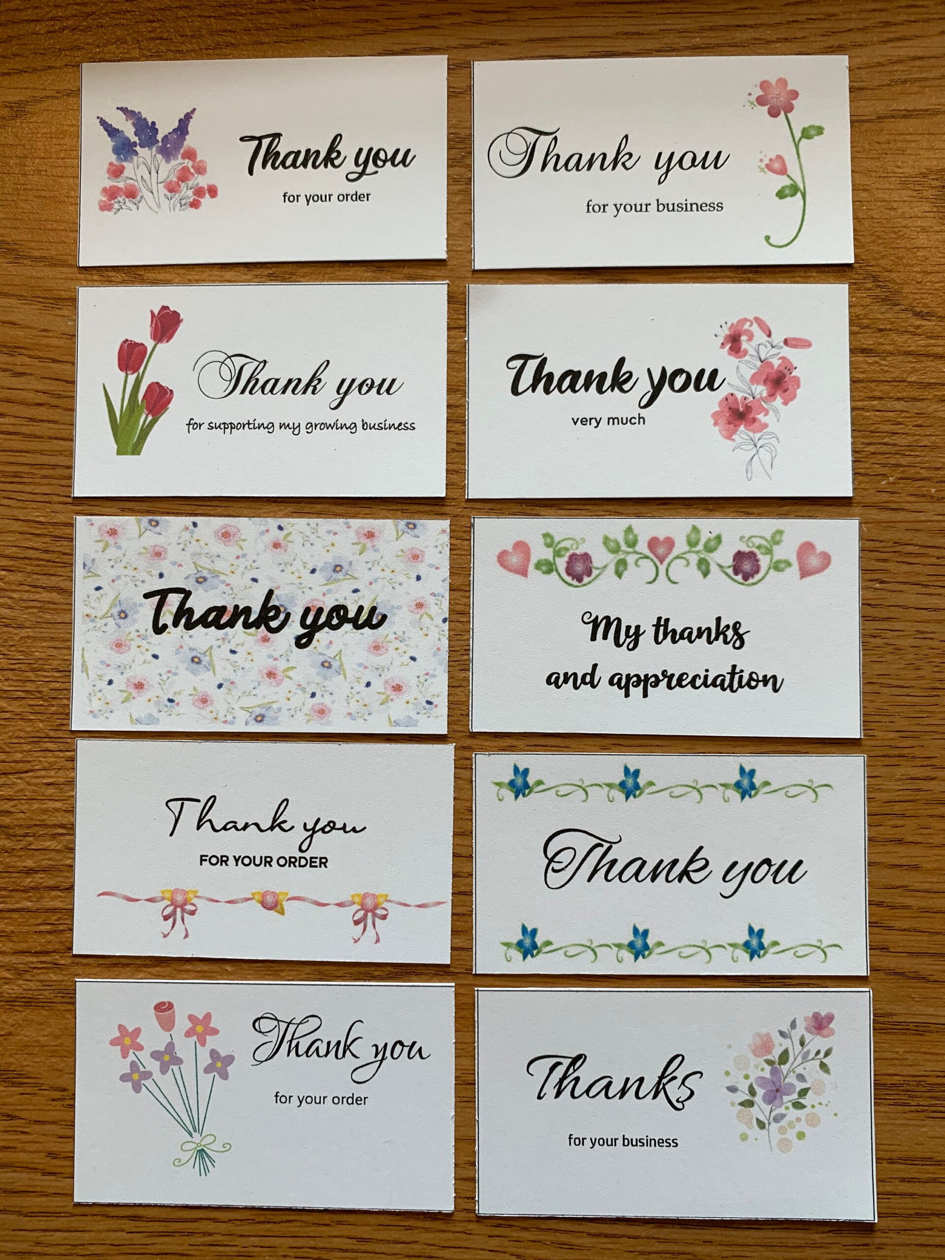 Printable Thank You For Your Order Cards, Set Of 10, Mini Cards with Mini Thank You Cards Printable