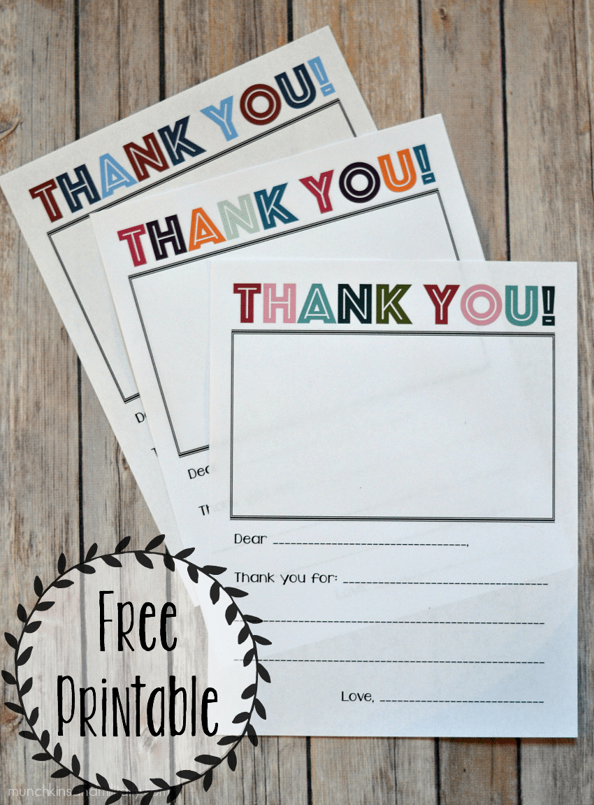 Printable Thank You Note - Three Little Ferns - Family Lifestyle Blog with Kid Thank You Cards Free Printable
