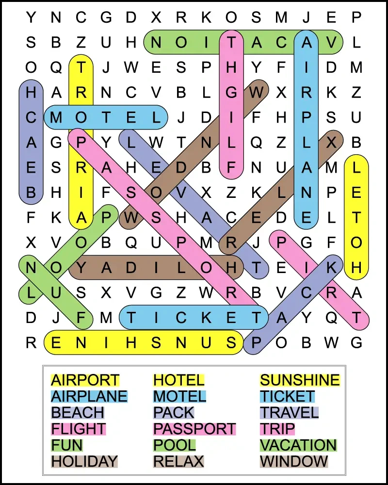 Printable Vacation Word Search For Kids - Tree Valley Academy inside Holiday Word Search Printable With Answers