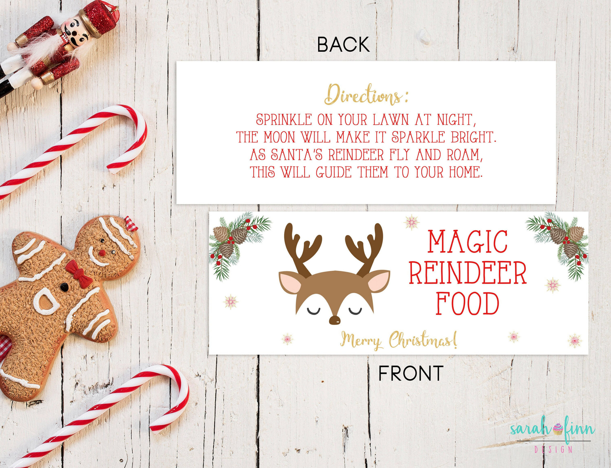 Reindeer Food Bag Topper Printable File Instant Download School regarding Free Reindeer Food Printable Bag Topper