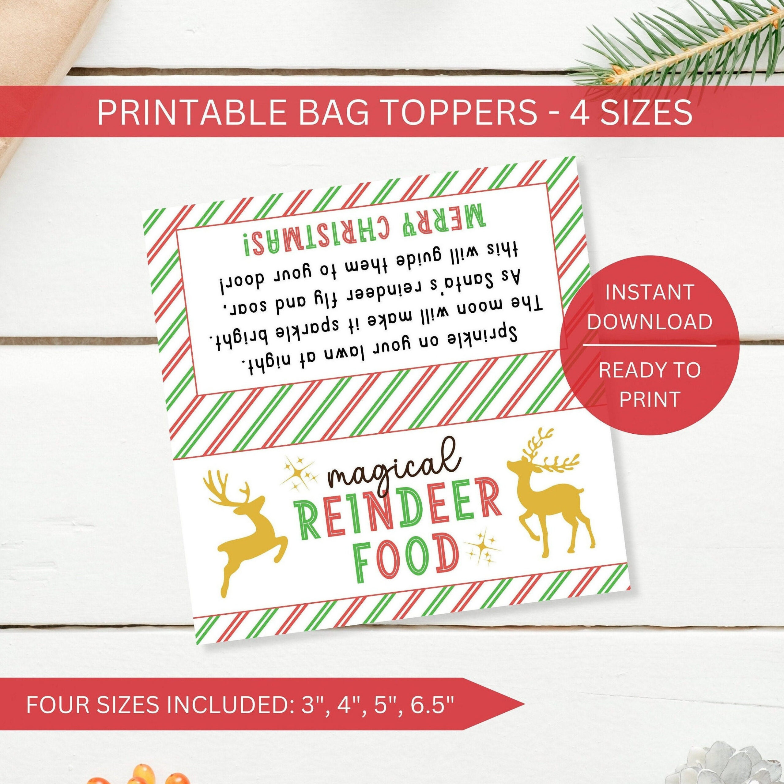 Reindeer Food Bag Topper Printable, Magische Reindeer Food pertaining to Reindeer Food Free Printable Bag Topper