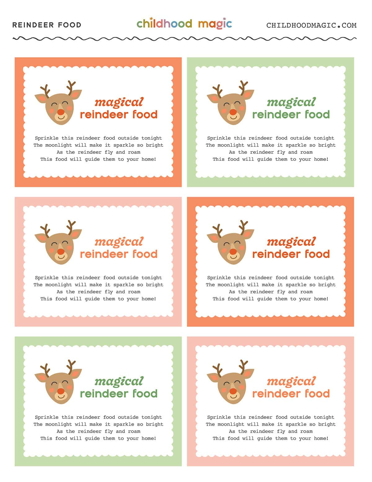 Reindeer Food - Childhood Magic pertaining to Pinterest Reindeer Food Printable