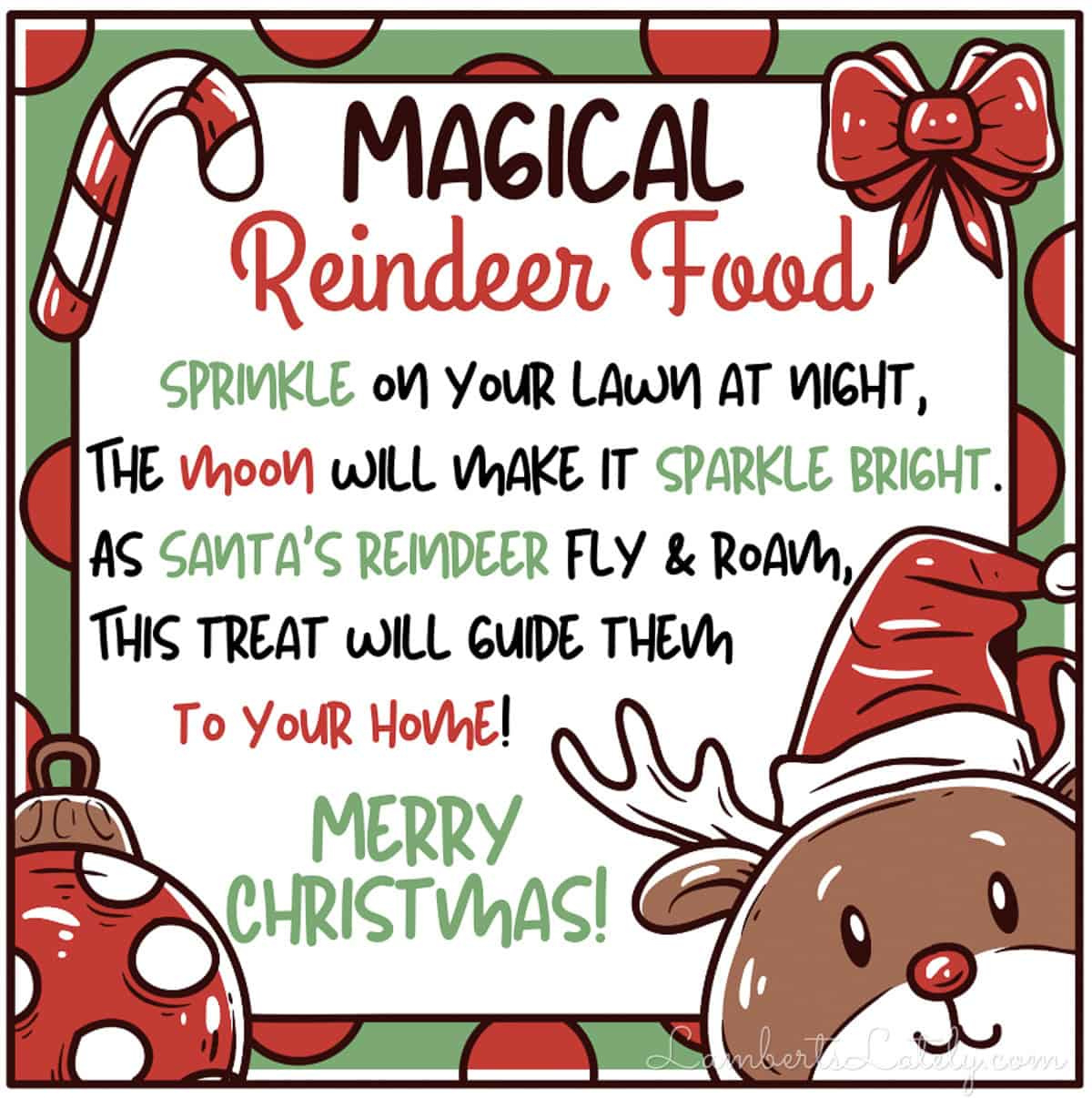 Reindeer Food Recipe &amp;amp; Poem Printable | Lamberts Lately with regard to Reindeer Food Printable Tags Free