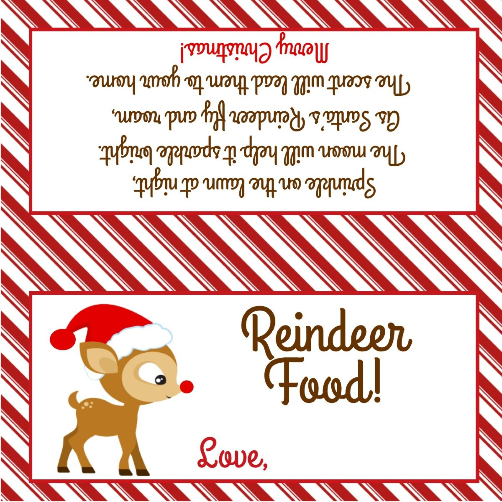 Reindeer Food - Treat Bag Topper - Digital File - You Print! with regard to Free Reindeer Food Printable Bag Topper