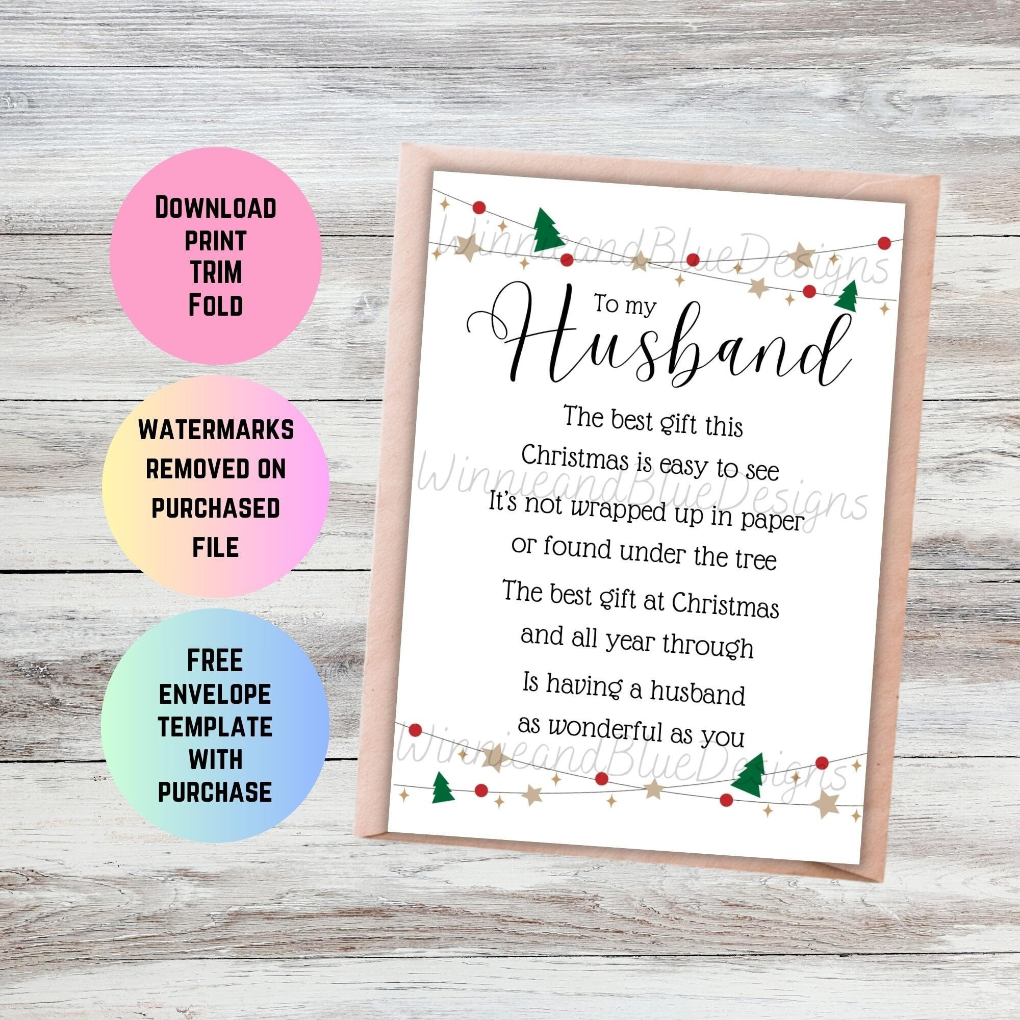 Romantic Christmas Poem Card For Husband (Printable Pdf) for Printable Christmas Card Husband
