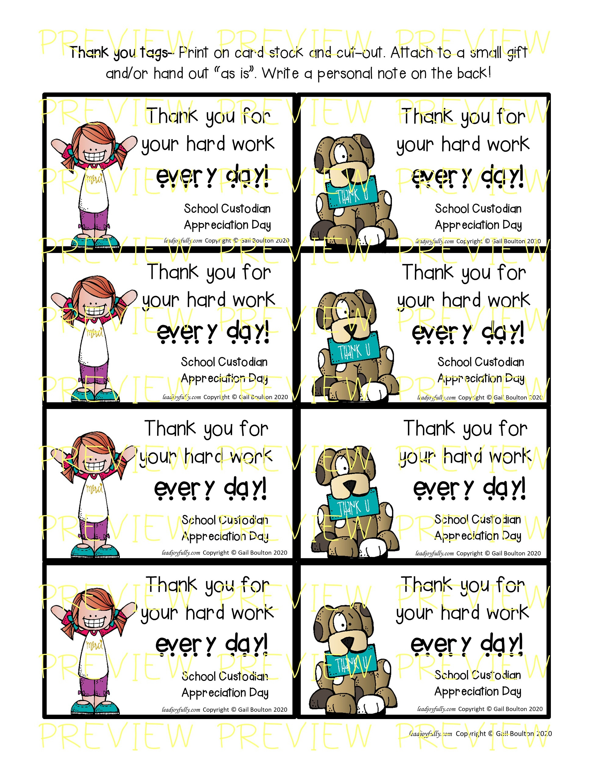 School Custodian Appreciation Day - October 2Nd throughout Free Printable Custodian Thank You Cards