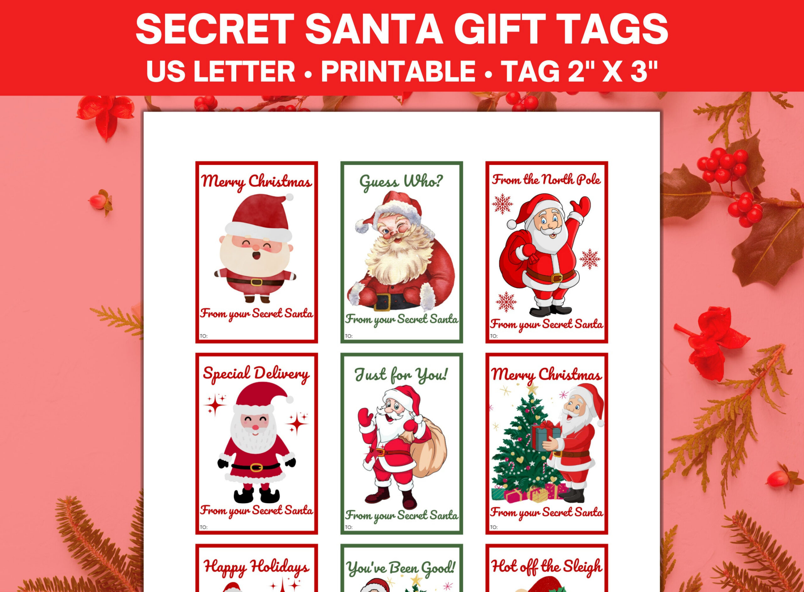 Secret Santa Gift Tags Printable, From Santa Gift Tags, Santa Gift with regard to Printable Christmas Tags For Secret Santa