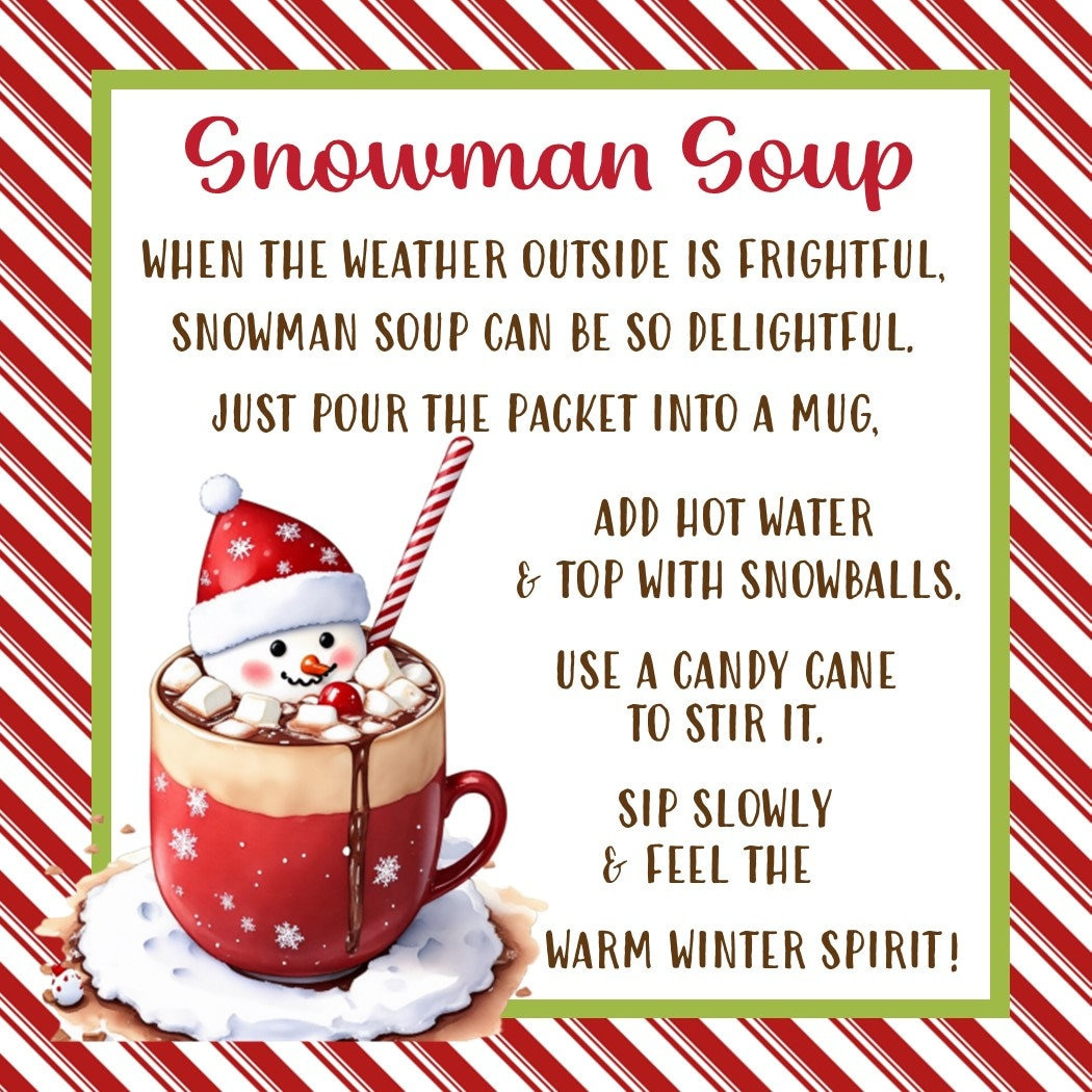 Snowman Soup Favor Tag - Printable File - Instant Download with regard to Snowman Soup Printable For Adults