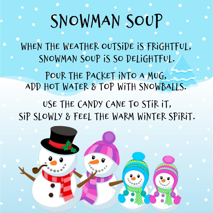 Snowman Soup Favor Tags ( You Print) - Printable File - Instant pertaining to Printable Snowman Soup Tag