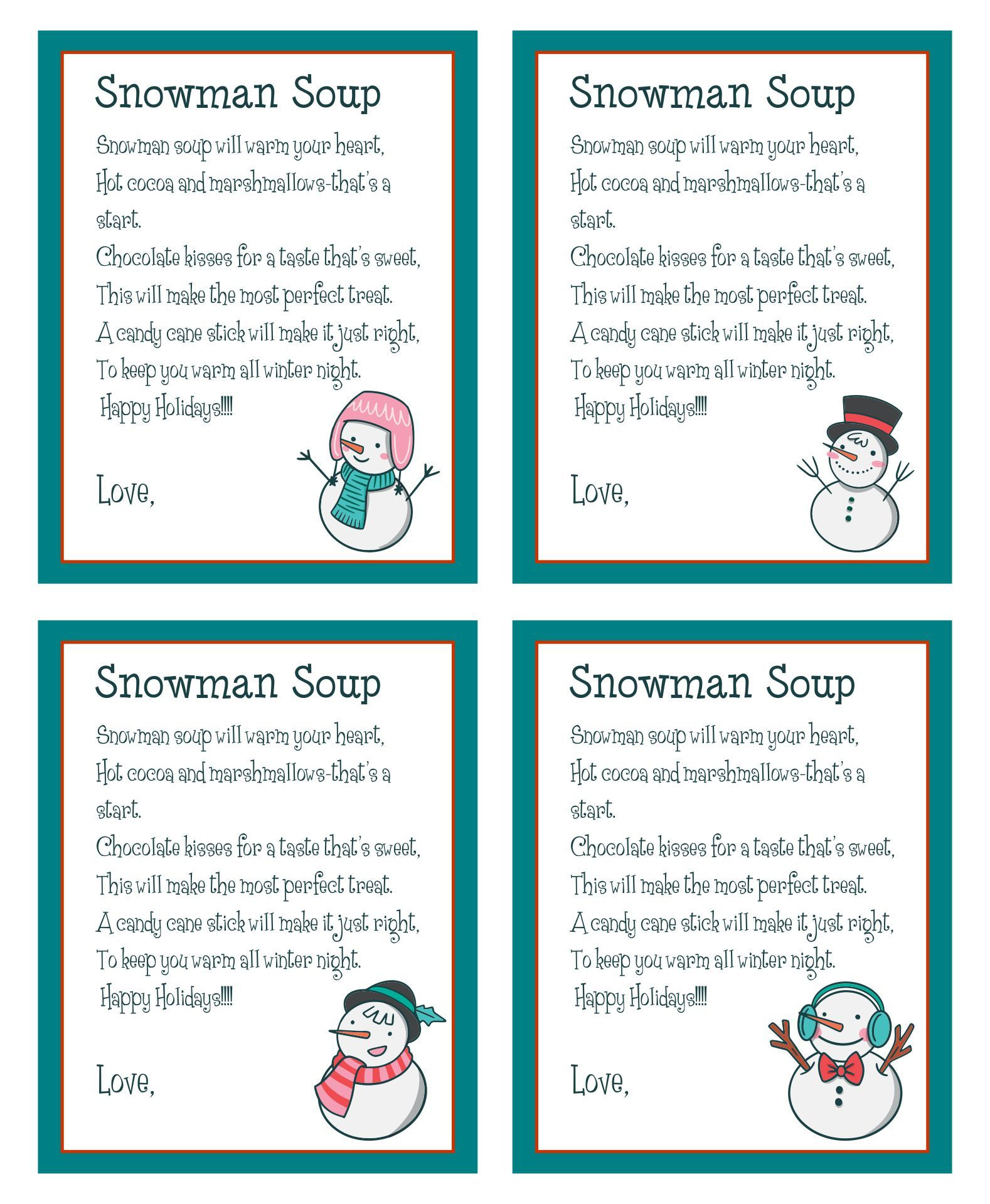 Snowman Soup Labels - 10 Free Pdf Printables | Printablee within Free Printable Snowman Soup Poem Tags