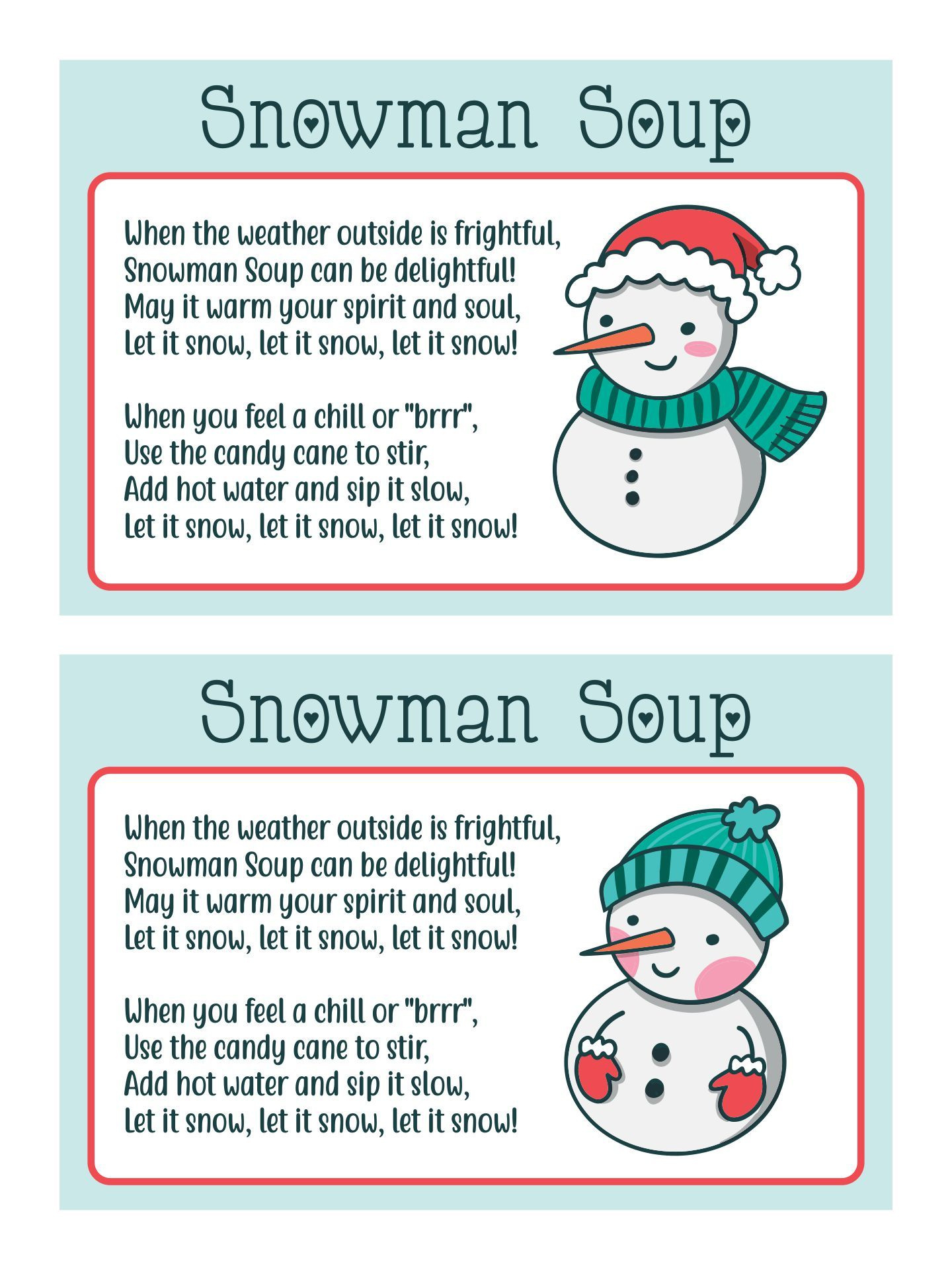 Snowman Soup Labels - 10 Free Pdf Printables | Printablee within Snowman Soup Recipe Printable