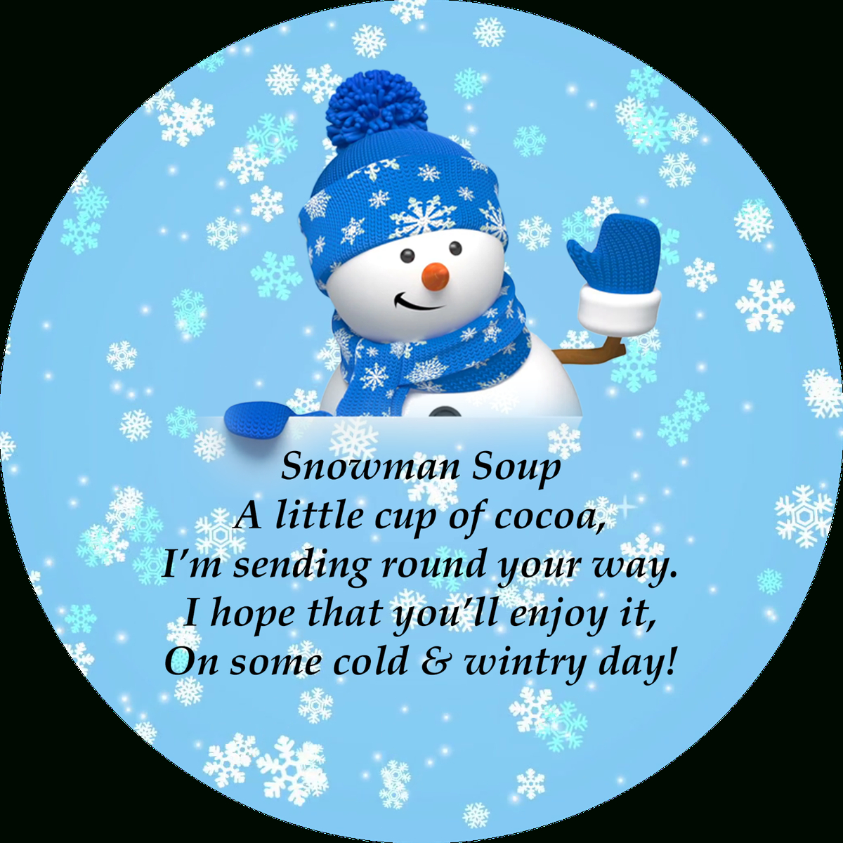 Snowman Soup Poem Round Christmas Stickers Labels Seals 45Mm | Ebay within Snowman Soup Poem