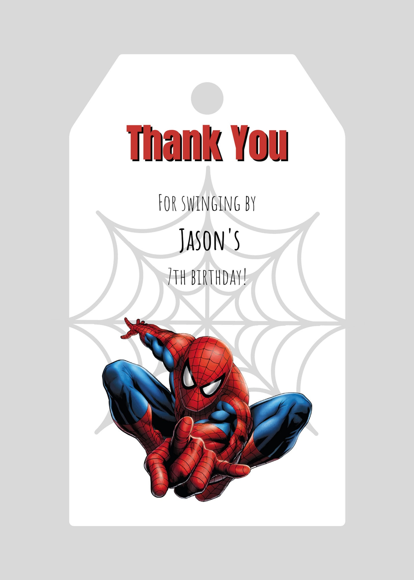 Spiderman Thank You Gift Tags, Editable Favor Tags (Digital intended for Spiderman Thank You Cards Printable Free