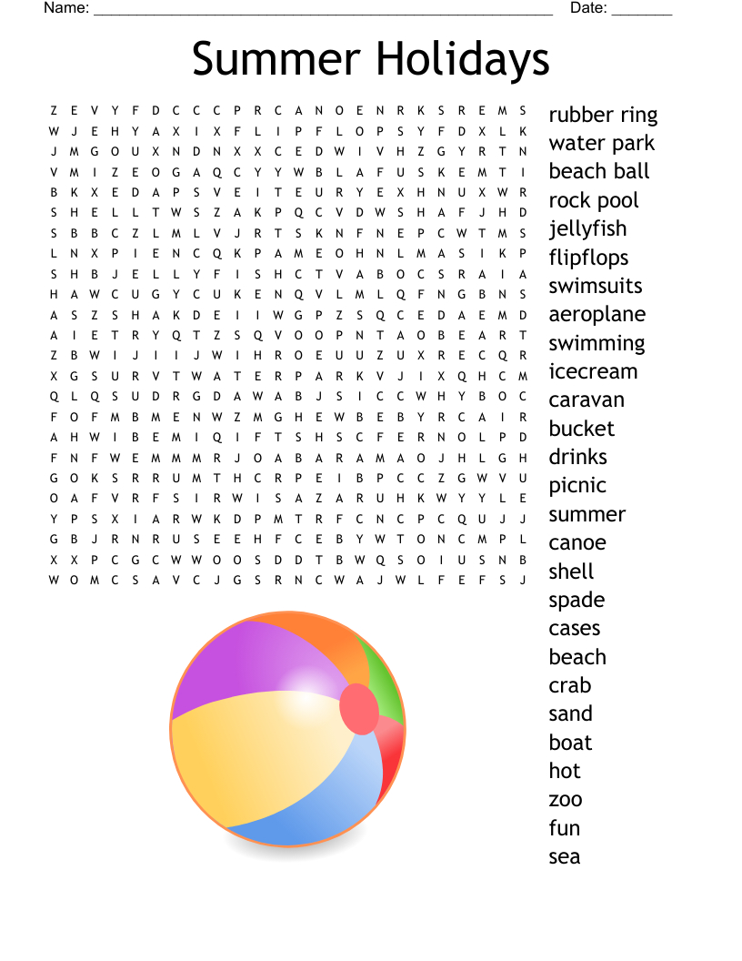 Summer Holidays Word Search - Wordmint inside Free Printable Word Search Holidays