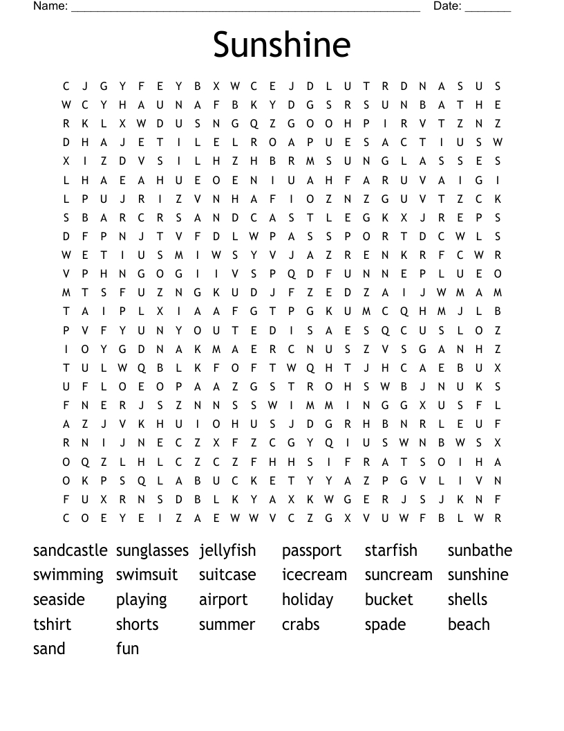 Summer Holidays Word Search - Wordmint within Summer Holiday Word Search Printable