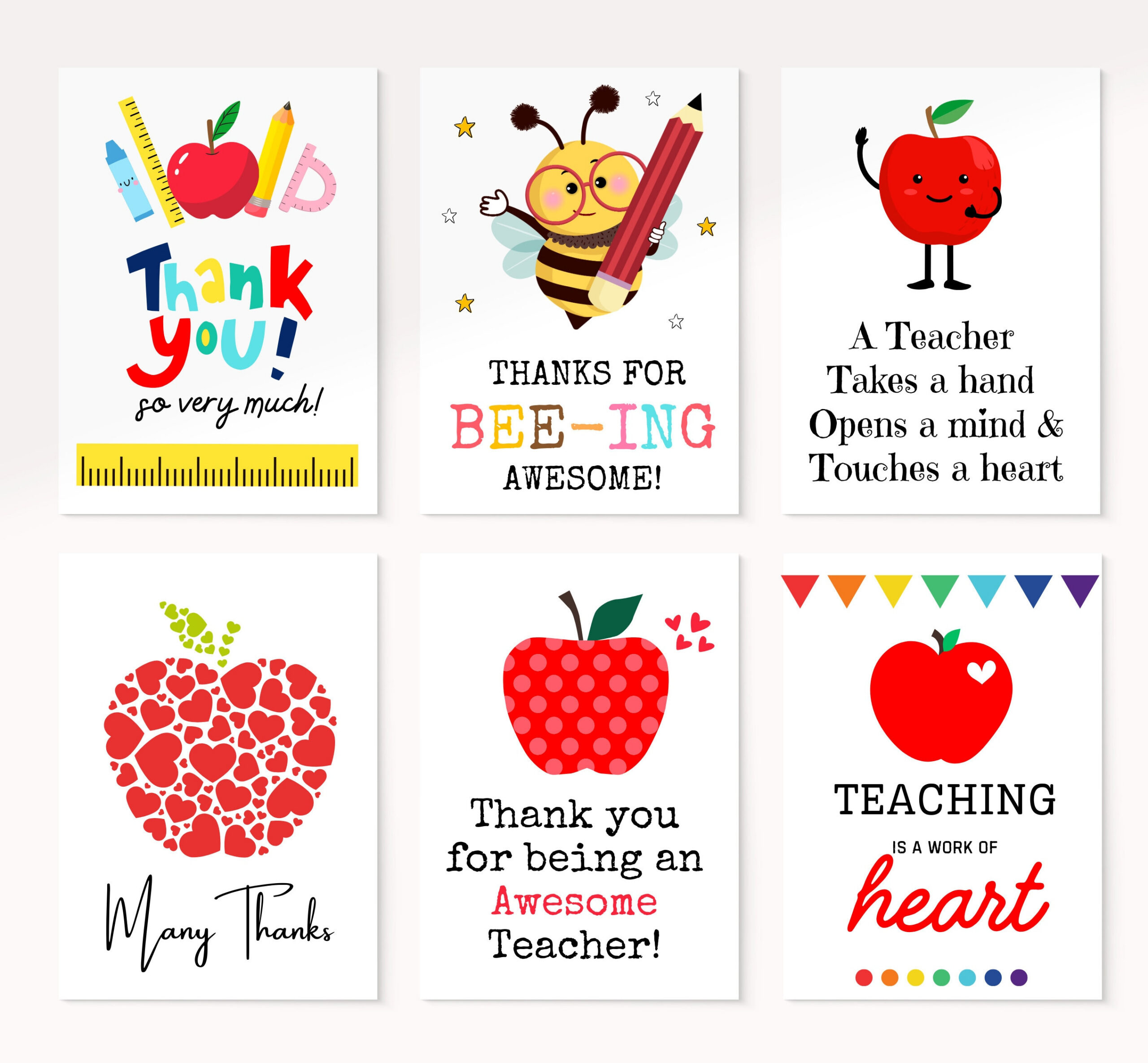 Teacher Appreciation Card Printable, Teacher Thank You Card, End with Teacher Appreciation Thank You Cards Printable
