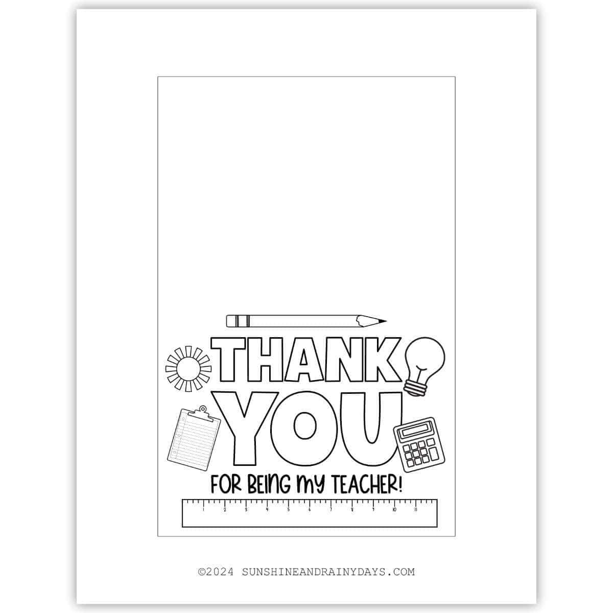 Teacher Appreciation Cards To Color - Sunshine And Rainy Days intended for Color In Thank You Cards Printable
