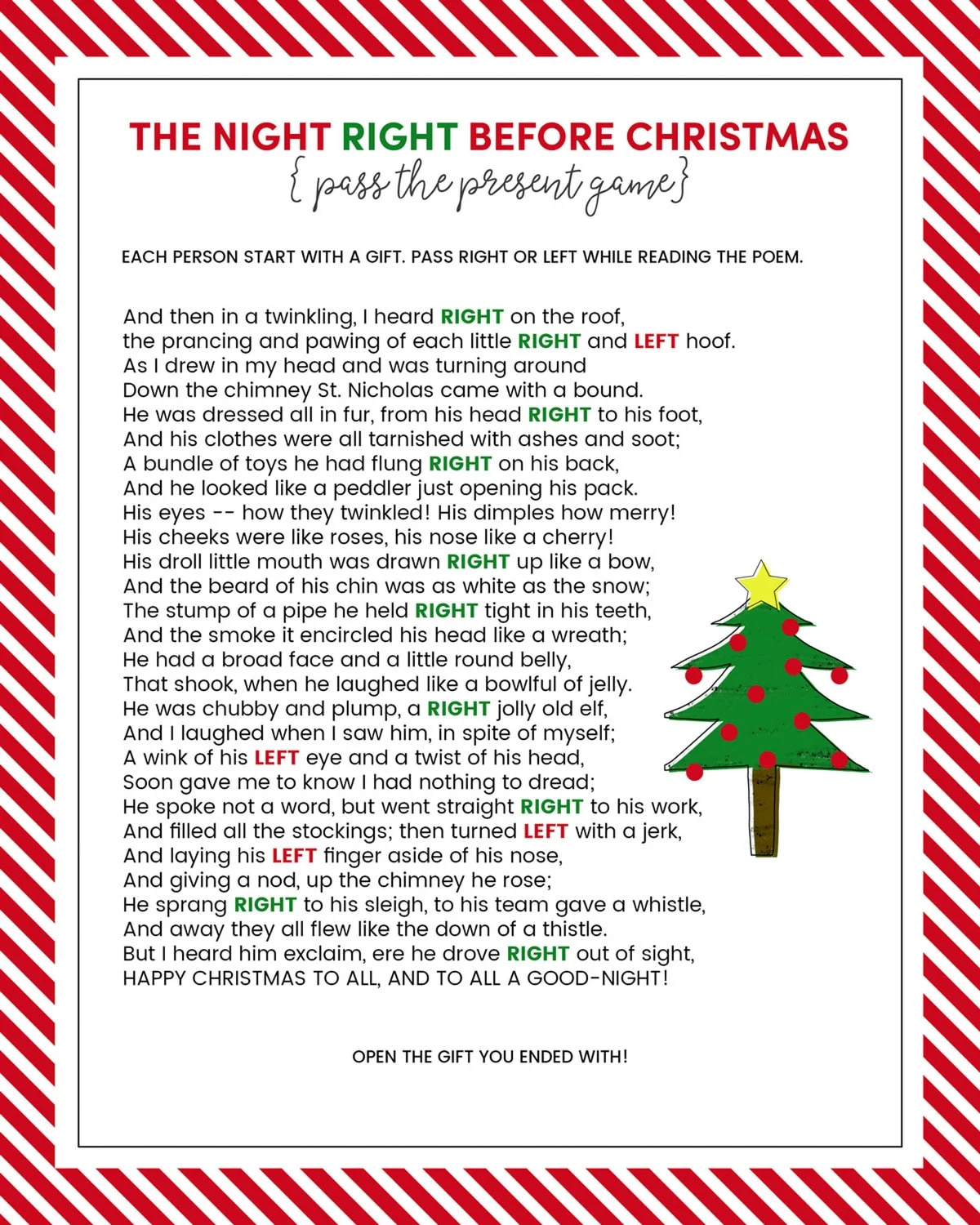 The Left Right Christmas Game {With Story + Print}| Lil&amp;#039; Luna with regard to Twas The Night Before Christmas Left Right Game Free Printable