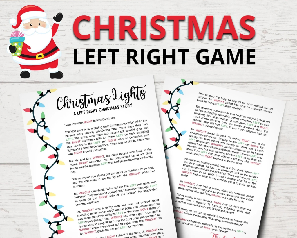 Twas The Night Before Christmas Left Right Game inside Twas The Night Before Christmas Left Right Game Free Printable