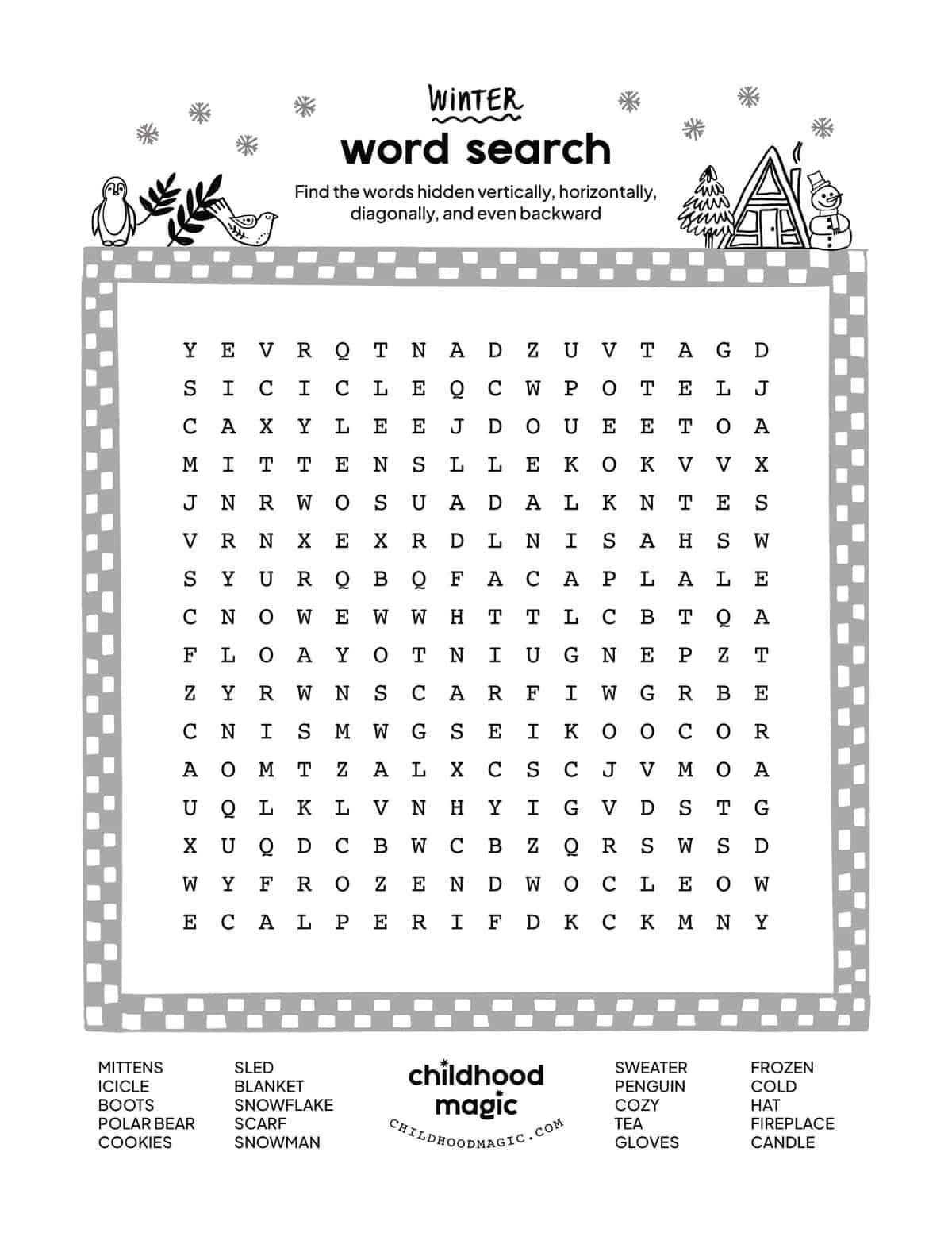 Winter Word Search - Childhood Magic with Winter Holiday Word Search Printable Free