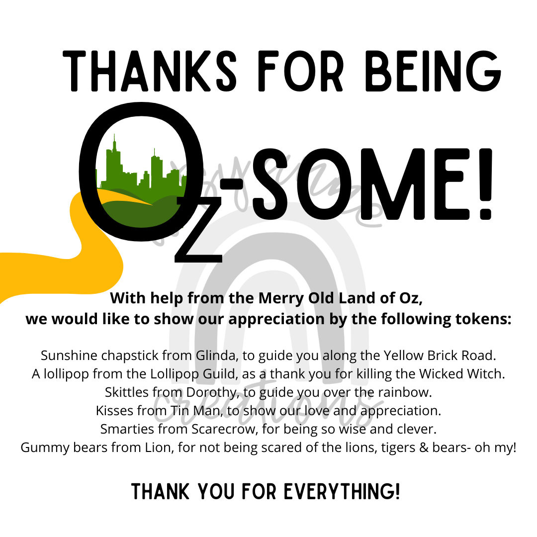 Wizard Of Oz Teacher Appreciation - Etsy in Wizard Of Oz Thank You Cards Printable